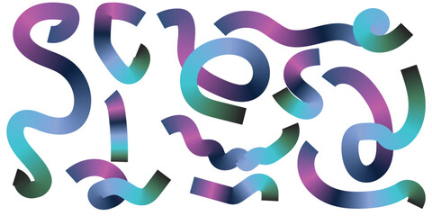 Abstract Gradient Ribbon Shapes. Colorful Modern Fluid Design Background