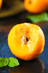 Fresh Yunnan Loquat Fruit Half with Mint - Panzhihua Alpine Produce