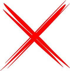 Red cross mark. Hand drawn x sign, wrong or negative symbol, represents no, check, cancel. Vector illustration design on transparent background, PNG