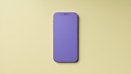 Minimalist Smartphone Mockup with Purple Screen on Cream Background, Generative AI