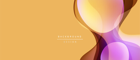 Abstract design features flowing shapes, warm colors. Gradient blends create dynamic visual effect. Minimalist style, modern aesthetic.