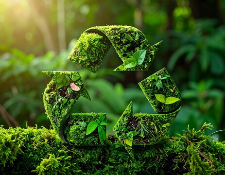 Lush greenery forms a symbolic cycle for eco-consciousness