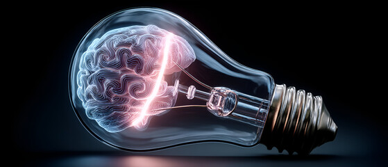 Brain Inside a Light Bulb Representing Innovative Idea Concept