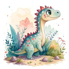 Obraz premium Cartoon dinosaur with a blue body and red spikes on its head. Graphic, photo, vector, images, illustration, art, design, clipart, abstract, digital, tshirt, pattern, mockup, stock