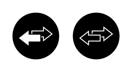 Exchange arrow icon in black circle. Swap arrows symbol. Opposite direction sign