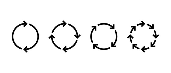 Sync, Loop arrow icon set. Refresh and repeat symbol. Synchronization and reload sign