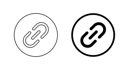 Link chain icon in circular outline. Connection and hyperlink symbol. Attachment or URL sign