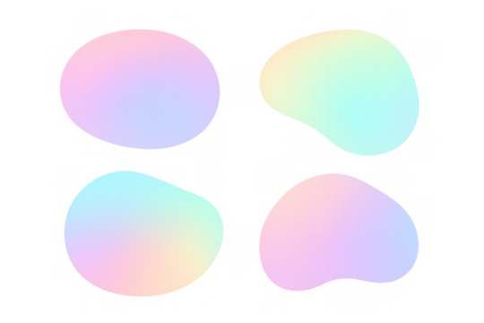 Iridescent holographic pastel gradient fluid amorphous shapes creating abstract graphic elements with transparent background - Powered by Adobe