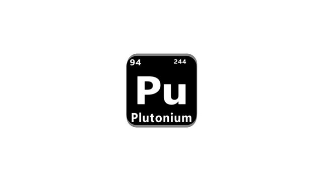 94 Number Plutonium (Pu) symbol school chemistry lesson animation element of the periodic table on white background...