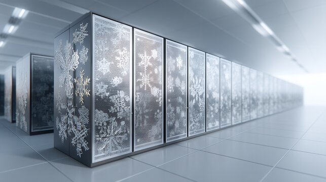 christmas festival Futuristic server room with intricate design elements and sleek lines.