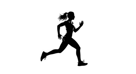 Powerful silhouette of a woman athlete running with determination, conveying health, fitness, and athletic lifestyle for sports and wellness campaigns