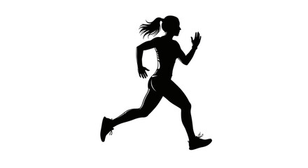 Dynamic female runner silhouette capturing the essence of speed, fitness, and active achievement for your motivational projects