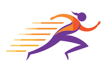 Vibrant abstract runner in motion with speed lines