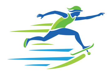 Dynamic skateboarder in motion with speed lines