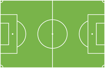 Detailed Illustration of a Soccer Field with Line Markings and Green Grass
