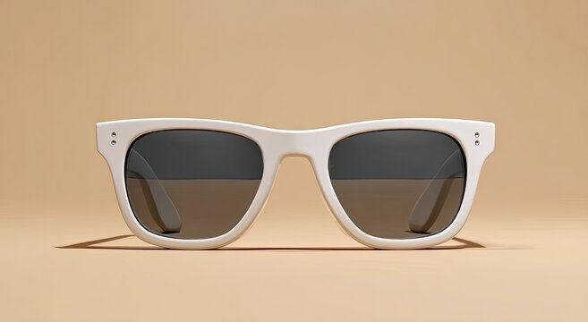 Front view of a pair of white sunglasses - Powered by Adobe