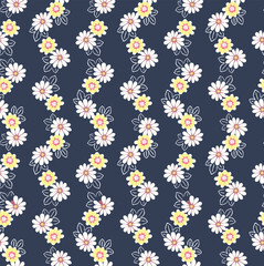 Japanese Cute Flower Fall Vector Seamless Pattern