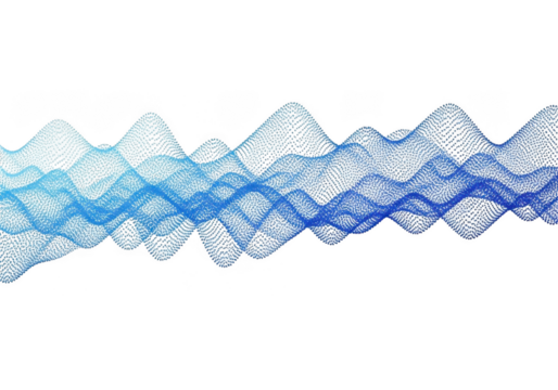 Abstract blue wave pattern representing sound or data flow, isolated on transparent background