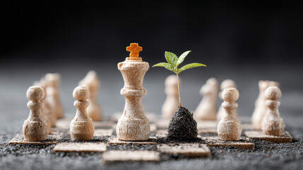 Hopeful business growth concept using chess game. new strategy for future planning and investment development leading to success