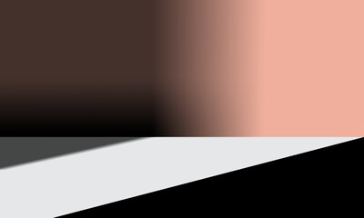 3D Illustration. Light color base and red wall lit by spotlight as place for displaying your product. Computer rendering product background. vector illustrations