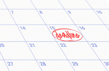 deadline marked on the blue calendar