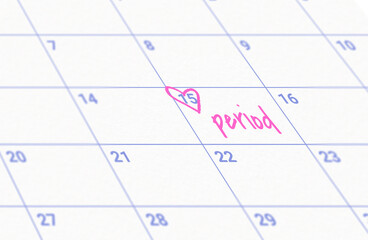 Female period concept with calendar date