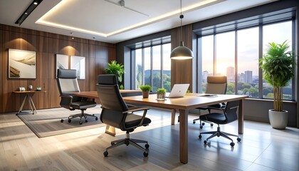 Modern Office Interior with City View