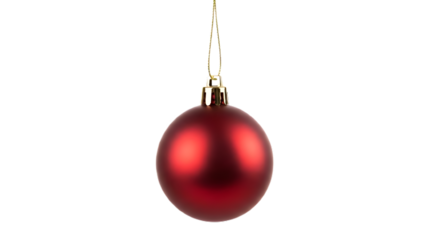 Shiny red glass Christmas ball ornament isolated on white background Red Christmas ball ornament.