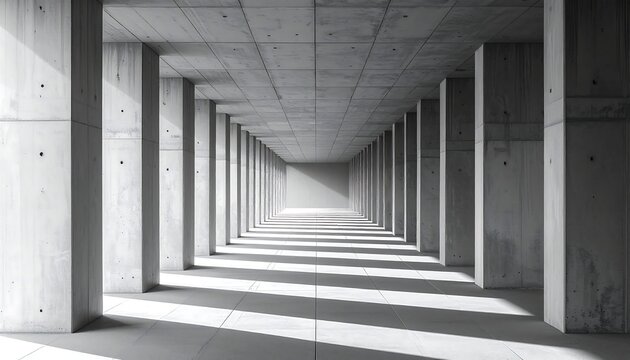 Long, linear concrete structure with repetitive pillars, shadows
