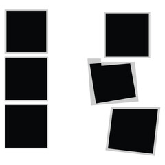 Photo Booth Picture Frame Set &ndash; Realistic Blank Photography Template, Retro Instant Snapshot Strips, Empty Vector Mockup Design 