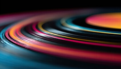 Abstract concentric circles with vibrant, flowing colors