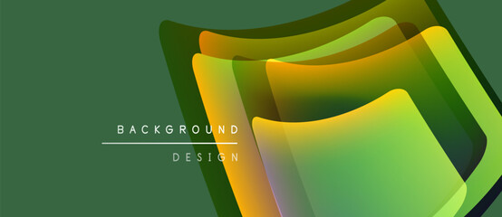 Abstract design features layered, colorful shapes. Gradient hues blend, creating dynamic visual effect. Text reads background design.