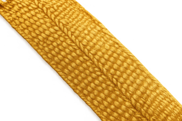 Yellow python skin embossed leather strap with scales pattern on transparent background, fashion accessory material