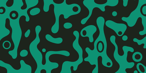 Abstract seamless vector pattern design with green and black stripes and swirling water waves for fabric print illustration.