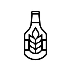 Illustration of a beer bottle with wheat icon inside it on transparent background