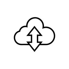 Cloud with up and down arrows indicating data transfer on transparent background