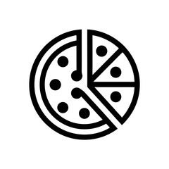 Illustration of a pizza with two slices being removed on transparent background