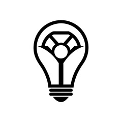 Stylized lightbulb containing a geometric design inside on transparent background