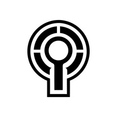 Illustration of a stylized keyhole with circular design on transparent background