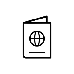 Illustration of an open passport with a globe symbol on transparent background