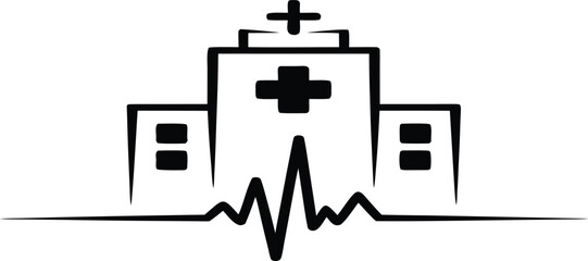 Stylized hospital building vector, minimal and professional