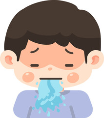 Illustration of a Boy Vomiting