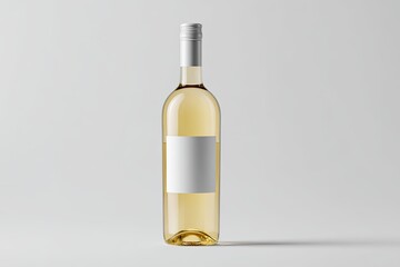 Empty wine bottle, light gold color, blank label