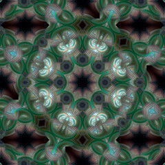 A seamless kaleidoscope with vibrant colors. Symmetrical mandala-style design.