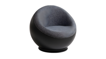 Ergonomic ball chair for active sitting, black base, gray fabric, isolated on white background