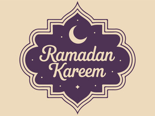 Ramadan kareem festive background with traditional islamic banners, elegant lanterns, a central crescent moon, and sparkling stars, perfect for holy month greetings and celebration