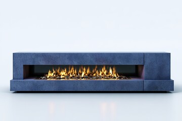 Modern, minimalist, gray stone fireplace