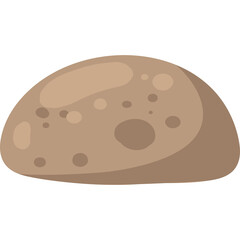 Brown Flat Potato With Light Brown Spots and Texture Against a White Transparent Background