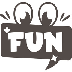 Brown Fun Word With Big Googly Eyes And Sparkles On Transparent Background