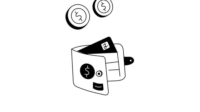 Digital wallet icon animation for storing payment methods and making transactions